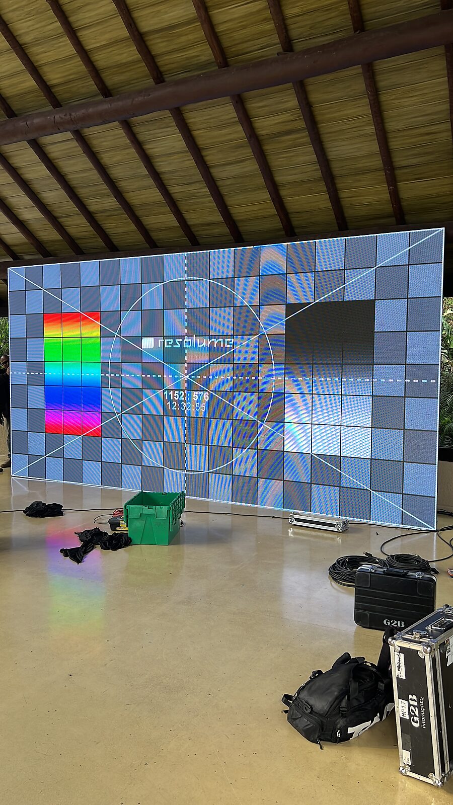 Painel de LED montado em evento